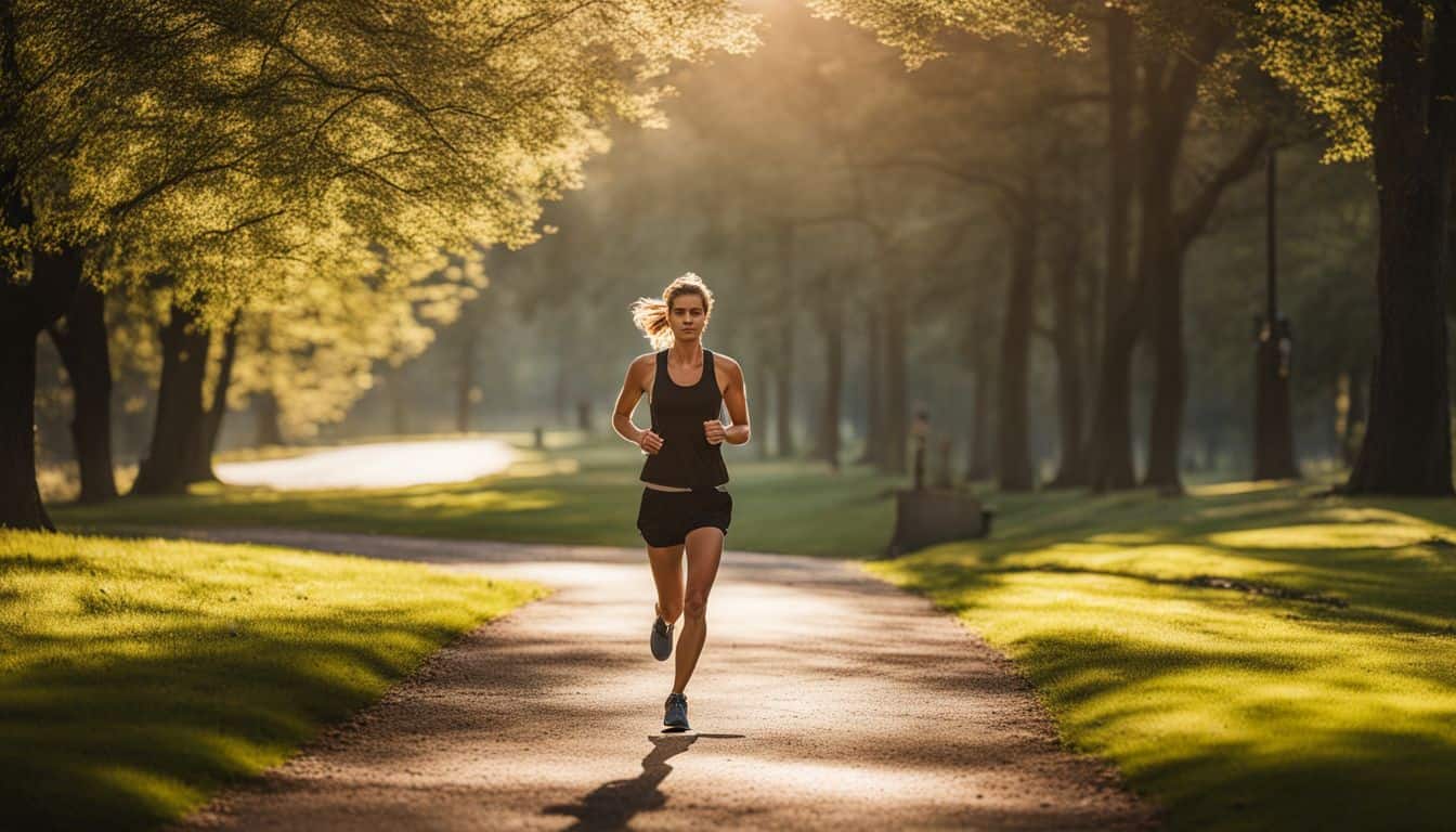 A runner enjoying the beauty of nature in a scenic park.